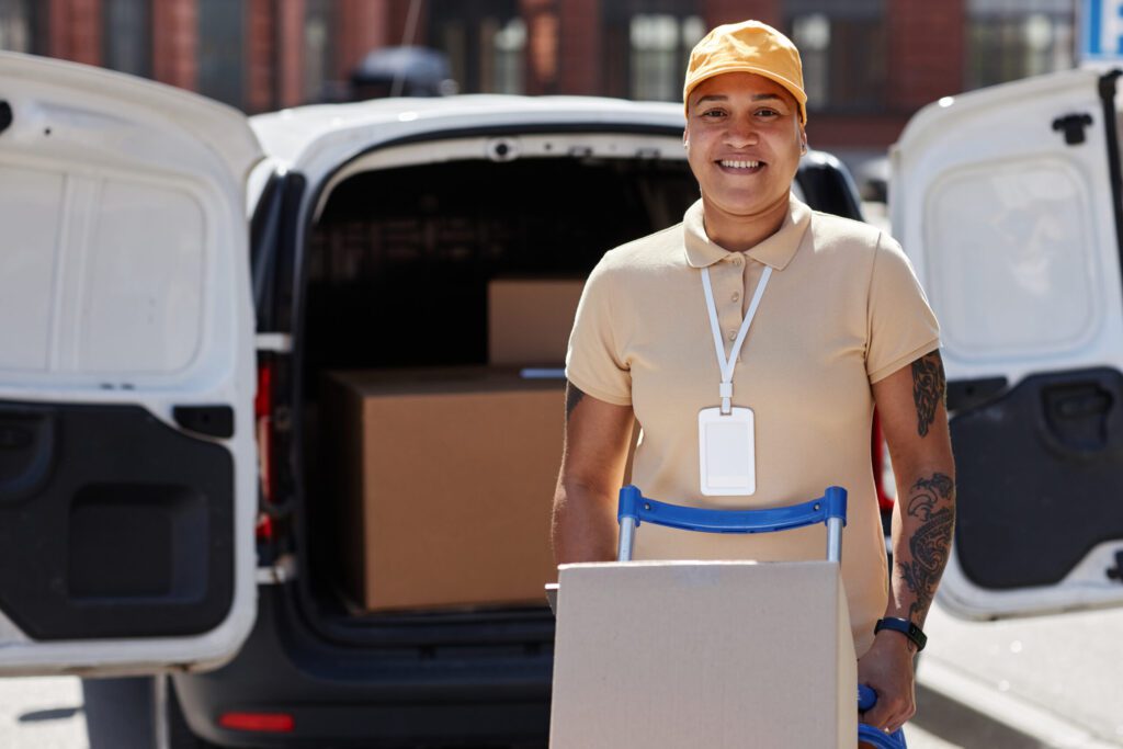 Courier Services in Glendora, CA Portrait Of Female Delivery Worker